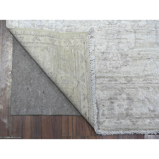 Oushak And Peshawar Wool Hand Knotted Rug Grey Gray 2.9X11.9 -O089535