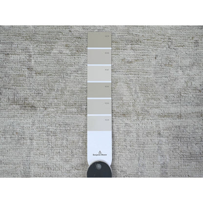 Oushak And Peshawar Wool Hand Knotted Rug Grey Gray 2.9X11.9 -O089535