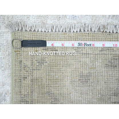 Oushak And Peshawar Wool Hand Knotted Rug Grey Gray 2.9X11.9 -O089535