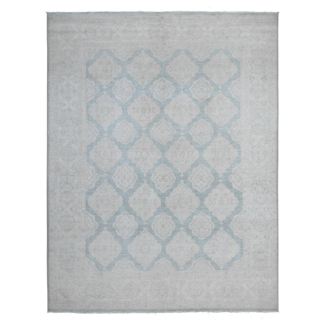 Green 8'0" x 10'4" Oushak And Peshawar Hand knotted Wool Rug - Sku: O089541