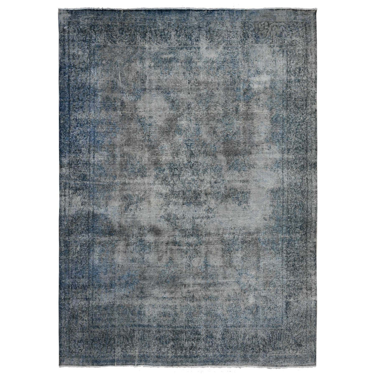 Overdyed & Vintage Wool Hand Knotted Rug Grey Gray 9.8X13.3 -O089543