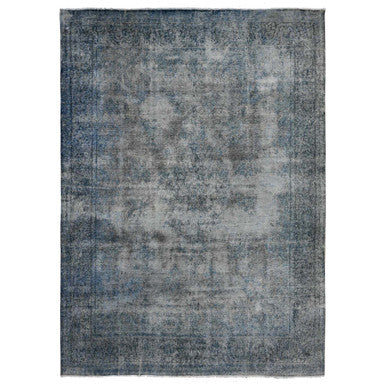 Overdyed & Vintage Wool Hand Knotted Rug Grey Gray 9.8X13.3 -O089543
