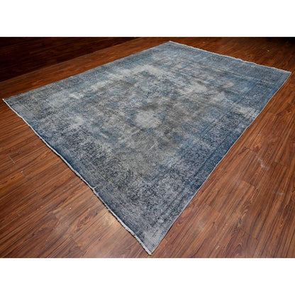 Overdyed & Vintage Wool Hand Knotted Rug Grey Gray 9.8X13.3 -O089543