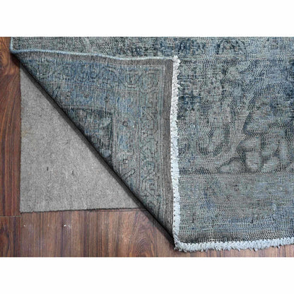 Overdyed & Vintage Wool Hand Knotted Rug Grey Gray 9.8X13.3 -O089543