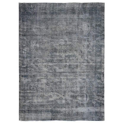 Overdyed & Vintage Wool Hand Knotted Rug Grey 9.10x13.0 -O089545