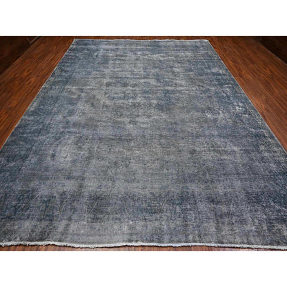 Overdyed & Vintage Wool Hand Knotted Rug Grey 9.10x13.0 -O089545