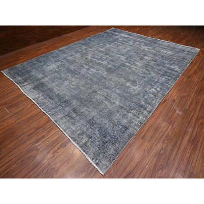 Overdyed & Vintage Wool Hand Knotted Rug Grey 9.10x13.0 -O089545