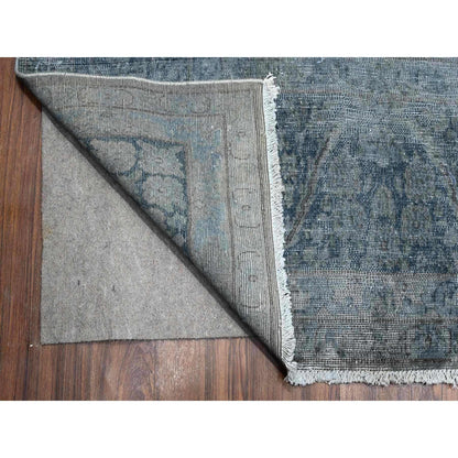 Overdyed & Vintage Wool Hand Knotted Rug Grey 9.10x13.0 -O089545