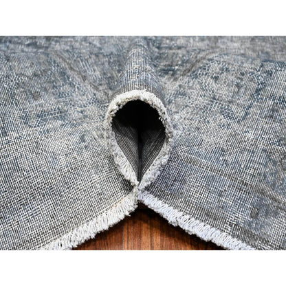 Overdyed & Vintage Wool Hand Knotted Rug Grey 9.10x13.0 -O089545