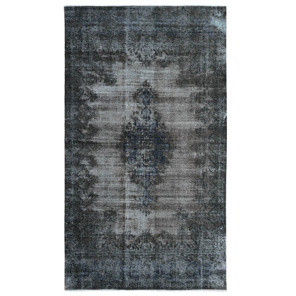 Overdyed & Vintage Wool Hand Knotted Rug Grey 7.4x13.3 -O089547