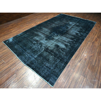 Overdyed & Vintage Wool Hand Knotted Rug Grey 7.4x13.3 -O089547