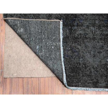 Overdyed & Vintage Wool Hand Knotted Rug Grey 7.4x13.3 -O089547