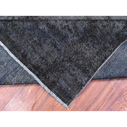 Overdyed & Vintage Wool Hand Knotted Rug Grey 7.4x13.3 -O089547