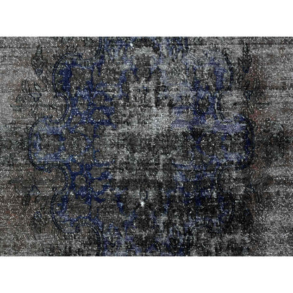 Overdyed & Vintage Wool Hand Knotted Rug Grey 7.4x13.3 -O089547