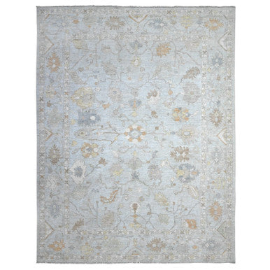 Oushak And Peshawar Wool Hand Knotted Rug Blue Blue 8.10X11.6 -O089549