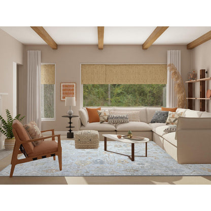 Oushak And Peshawar Wool Hand Knotted Rug Blue Blue 8.10X11.6 -O089549