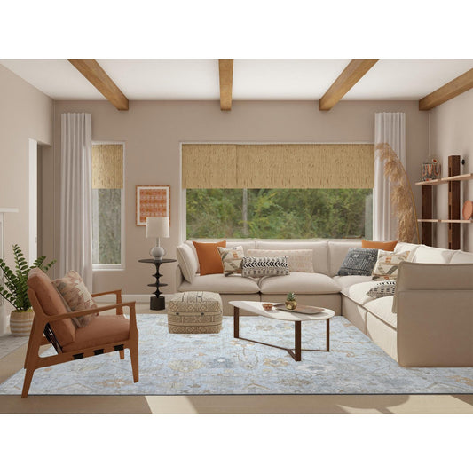 Oushak And Peshawar Wool Hand Knotted Rug Blue Blue 8.10X11.6 -O089549