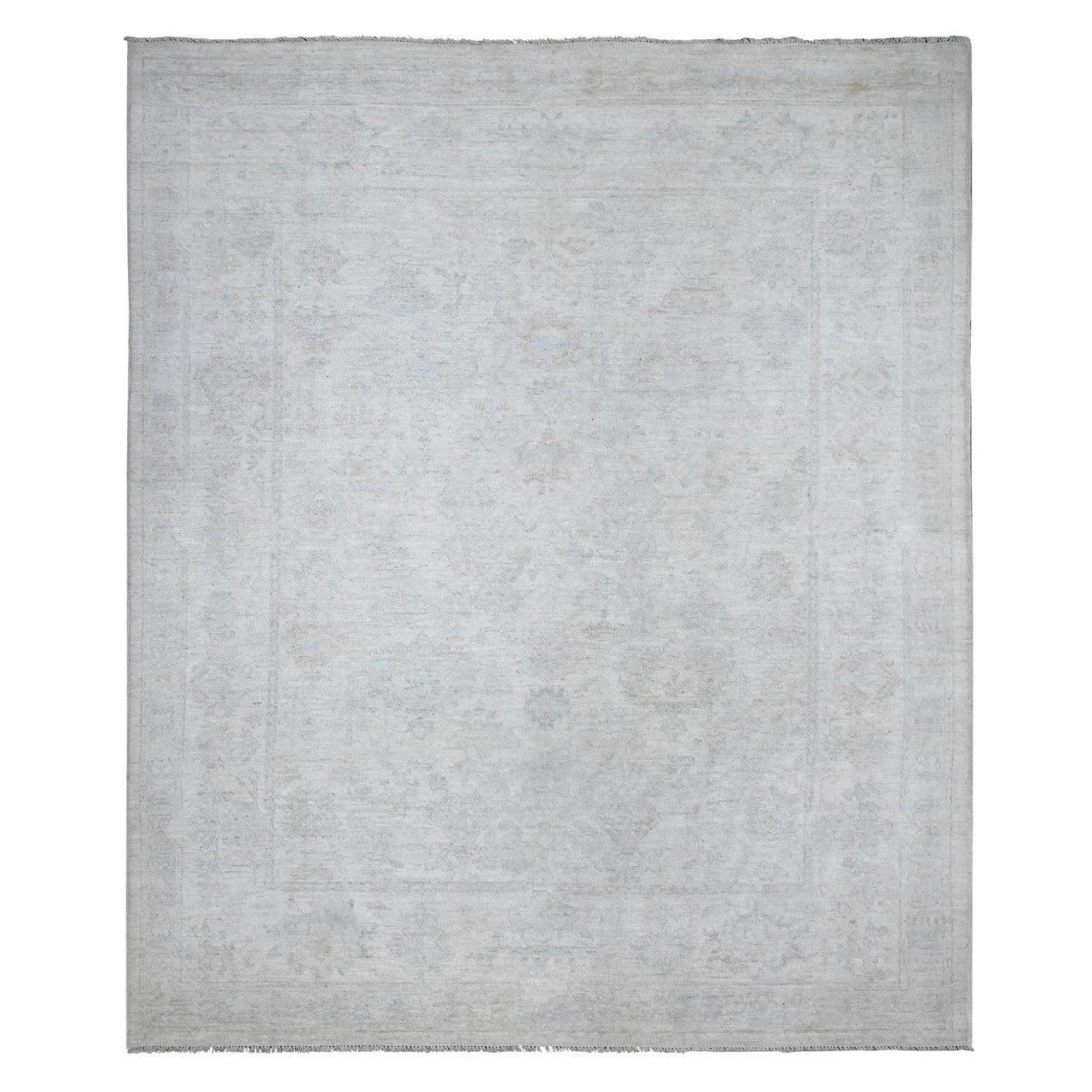 Ivory 8'3" x 9'9" Oushak And Peshawar Hand knotted Wool Rug - Sku: O089551