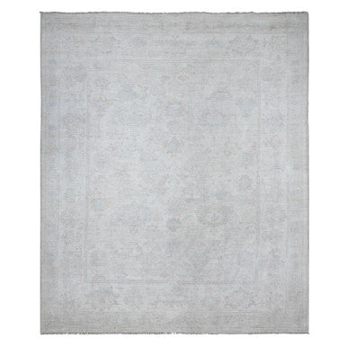 Oushak And Peshawar Wool Hand Knotted Rug Ivory Ivory 8.3X9.9 -O089551
