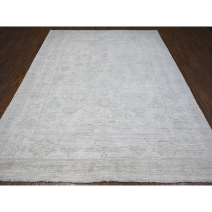 Oushak And Peshawar Wool Hand Knotted Rug Ivory Ivory 8.3X9.9 -O089551