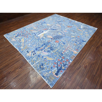 Oushak And Peshawar Wool Hand Knotted Rug Blue No Border 8.1X9.11 -O089553