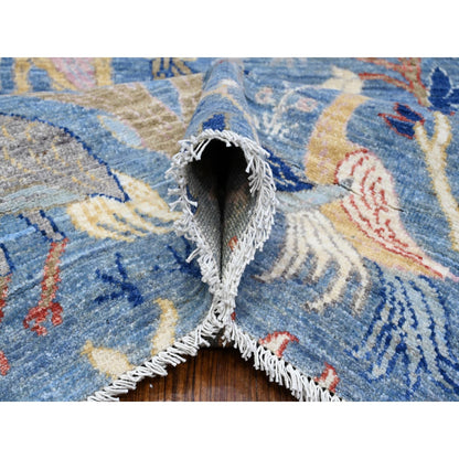 Oushak And Peshawar Wool Hand Knotted Rug Blue No Border 8.1X9.11 -O089553