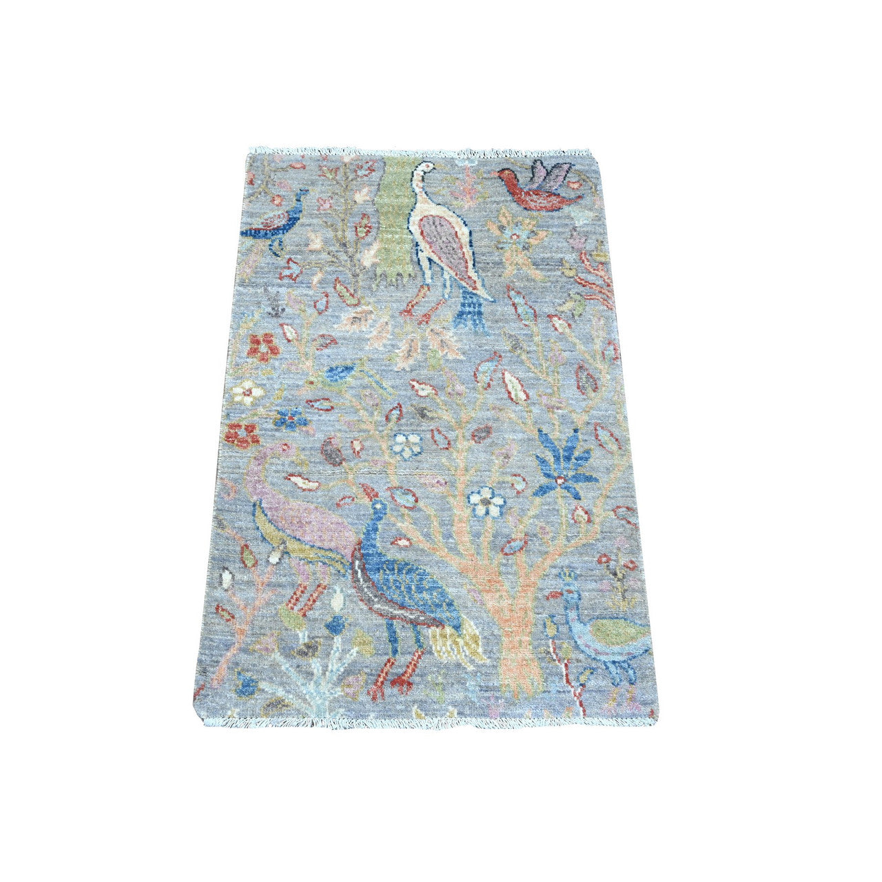 Gray 1'11" x 3'1" Oushak And Peshawar Hand knotted Wool Rug - Sku: O089558