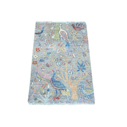 Oushak And Peshawar Wool Hand Knotted Rug Grey No Border 1.11X3.1 -O089558