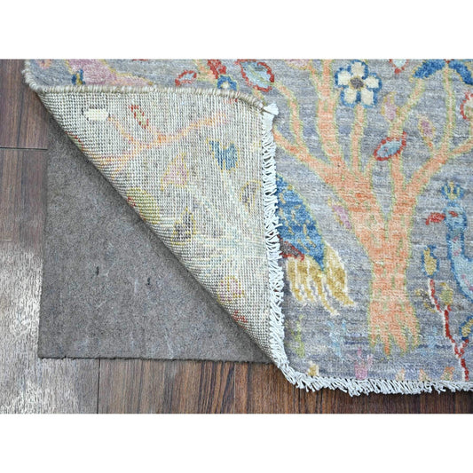 Oushak And Peshawar Wool Hand Knotted Rug Grey No Border 1.11X3.1 -O089558