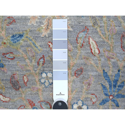 Oushak And Peshawar Wool Hand Knotted Rug Grey No Border 1.11X3.1 -O089558
