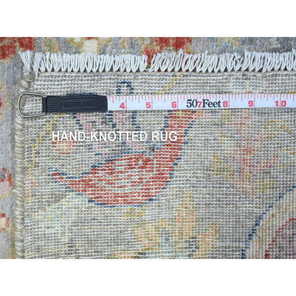 Oushak And Peshawar Wool Hand Knotted Rug Grey No Border 1.11X3.1 -O089558