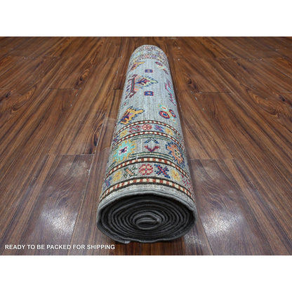 Kazak Wool Hand Knotted Rug Grey Gray 2.8X13.2 -O089560