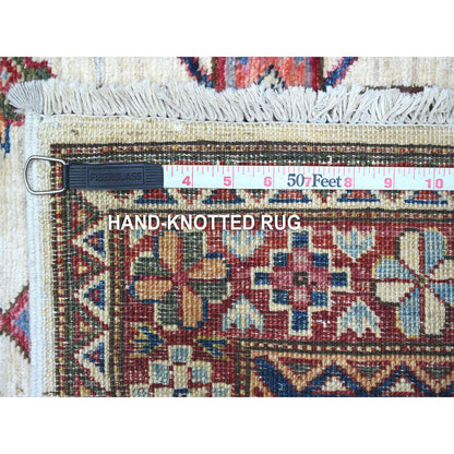Kazak Wool Hand Knotted Rug Ivory Red 2.7X10.7 -O089561