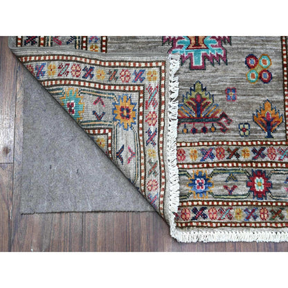 Kazak Wool Hand Knotted Rug Grey Gray 2.7X13.2 -O089563