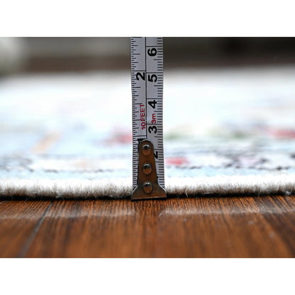 Oushak And Peshawar Wool Hand Knotted Rug Blue Ivory 4.2X12.0 -O089565