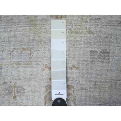 Oushak And Peshawar Wool Hand Knotted Rug Grey Gray 3.11X9.6 -O089566