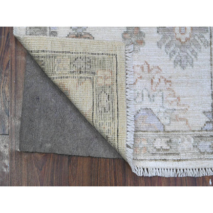 Oushak And Peshawar Wool Hand Knotted Rug Ivory Gray 2.0X3.0 -O089570