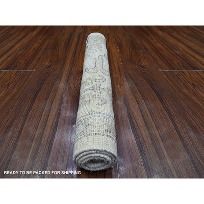 Oushak And Peshawar Wool Hand Knotted Rug Ivory Gray 2.0X3.0 -O089570
