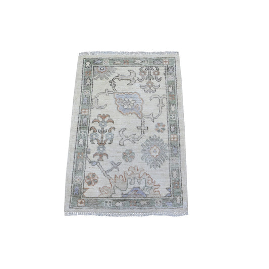 Oushak And Peshawar Wool Hand Knotted Rug Ivory Gray 2.1X2.11 -O089572