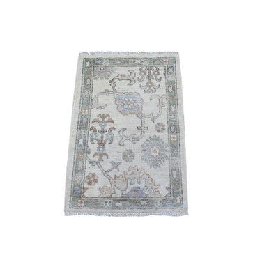 Oushak And Peshawar Wool Hand Knotted Rug Ivory Gray 2.1X2.11 -O089572
