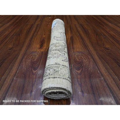 Oushak And Peshawar Wool Hand Knotted Rug Ivory Gray 2.1X2.11 -O089572