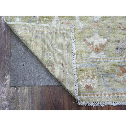 Oushak And Peshawar Wool Hand Knotted Rug Green Green 2.10X4.11 -O089576