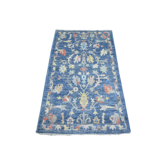 Oushak And Peshawar Wool Hand Knotted Rug Blue Blue 3.0X4.10 -O089578