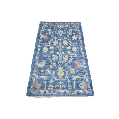 Oushak And Peshawar Wool Hand Knotted Rug Blue Blue 3.0X4.10 -O089578