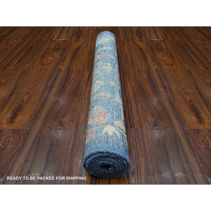 Oushak And Peshawar Wool Hand Knotted Rug Blue Blue 3.0X4.10 -O089578
