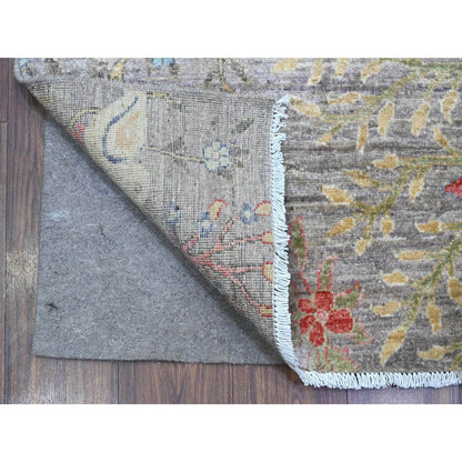 Oushak And Peshawar Wool Hand Knotted Rug Grey No Border 4.2X19.11 -O089579