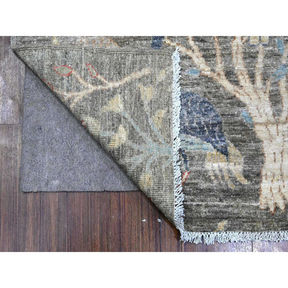 Oushak And Peshawar Wool Hand Knotted Rug Grey No Border 2.8X11.8 -O089580