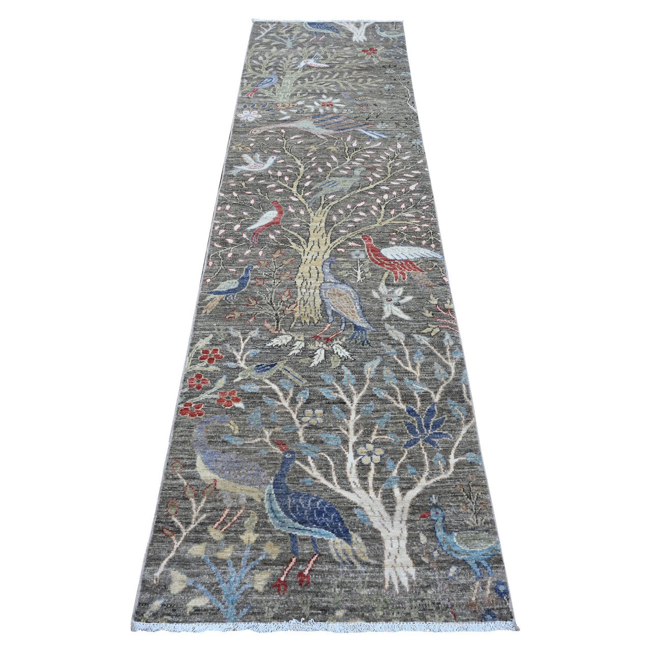 Gray 2'6" x 9'9" Oushak And Peshawar Hand knotted Wool Rug - Sku: O089581