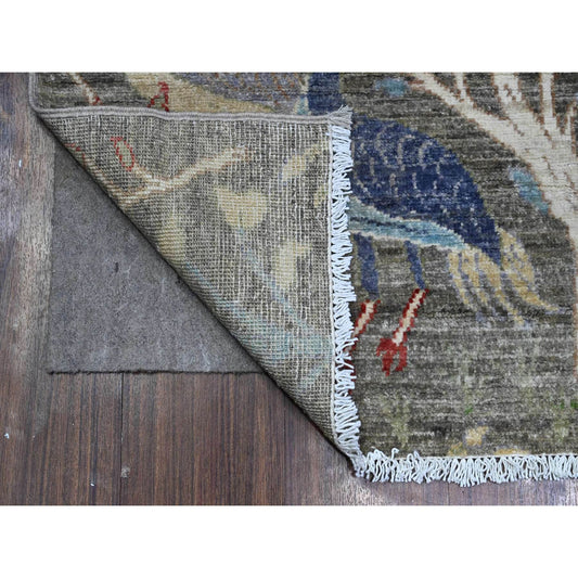 Oushak And Peshawar Wool Hand Knotted Rug Grey No Border 2.6X9.9 -O089581