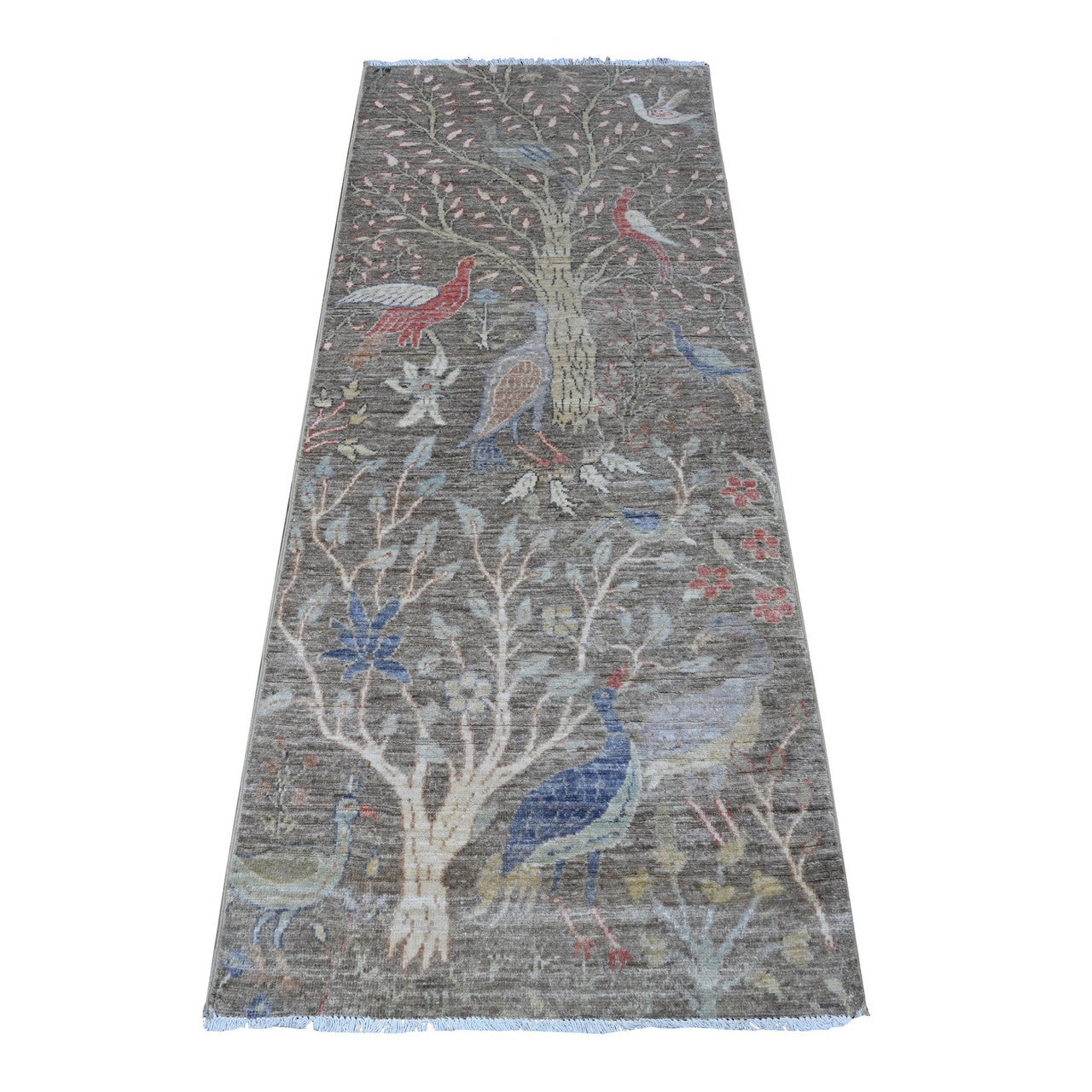 Gray 2'6" x 6'2" Oushak And Peshawar Hand knotted Wool Rug - Sku: O089583